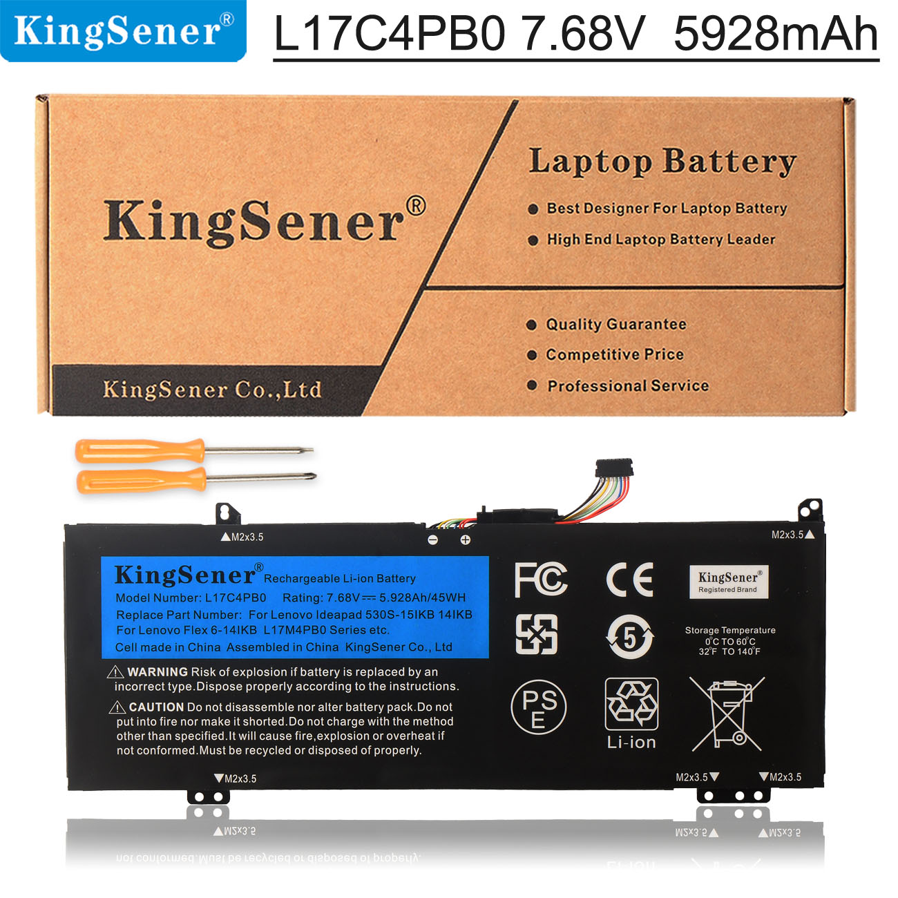 Kingsener L17C4PB0 Laptop Batterij Voor Lenovo Xiaoxin Air 14ARR 14Ikbr 15ARR 15Ikbr Ideapad 530s-14IKB 530s-15IKB L17M4PB0 45WH