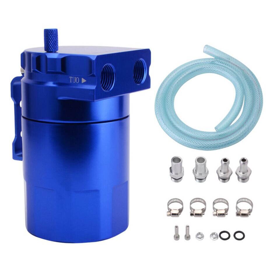 Car Universal Oil Catch Tank Fuel Tank 300ml with Parts Kit Baffled Reservoir Fuel Tank 300ml Auto Aluminum Catch Can Oil Tank