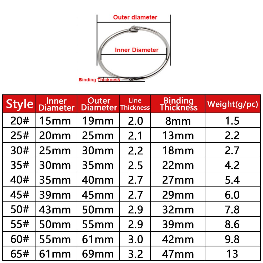 10pcs/lot Metal Loose Leaf Book Hinged Hoop Rings Multifunctional Keychain Circle DIY Album Scrapbook Craft Supplies Accessories