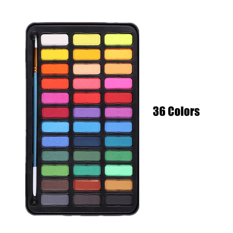 Juego de acuarelas profesionales, pigmento de 12/18/24/36 colores para pintura de acuarela con pincel de pintura y juego de pintura de papel de acuarela: 36 Colors Set