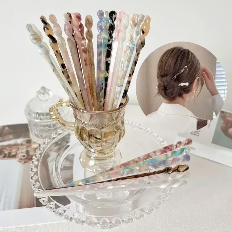 Palillos para el cabello de estilo chino para mujer, palillos de acetato Vintage, horquillas, Clips, joyería de boda, accesorios de estilismo de belleza para niña