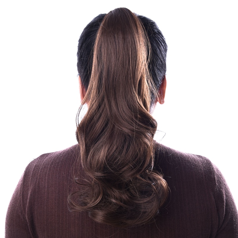 DinDong Warp Paardenstaart Hair Extension 20 inch Clip In Paardenstaart Hittebestendige Golvend Wrap Rond Synthetische Haarstukjes Voor Vrouwen