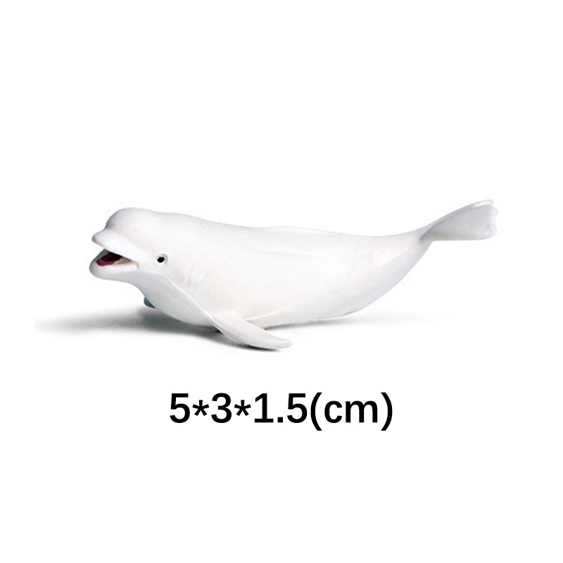 Toy Figures Model Handgemaakte Wildlife Animal Bear Poolvos Wolf Beluga Walvis Seal, Sneeuwuil Polar Regio Educatief: White whale