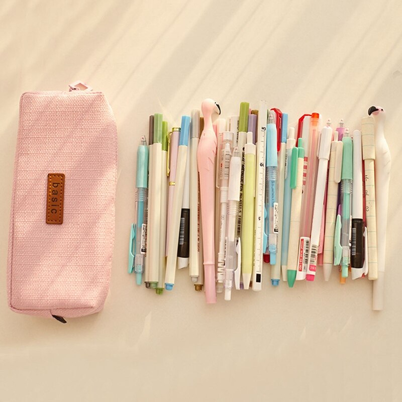 Estuche de lápices sólido Simple estuches de lápices para estudiantes de algodón Lino papelería lápiz artículos para la mochila del colegio bolsa de papelería