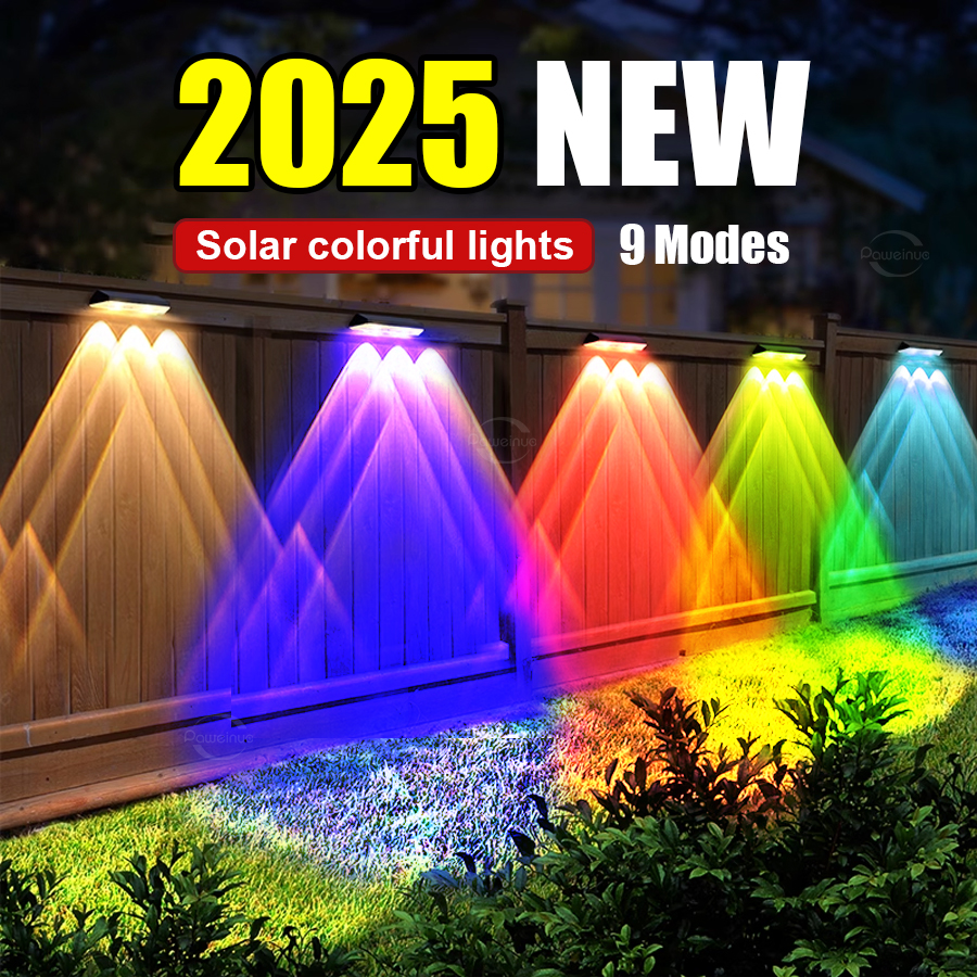 Wandlamp op zonne-energie Buiten LED-verlichting op zonne-energie RGB-kleur Lichtbron Down Lichtgevende verlichting Yard Garden Decoration Lamp op zonne-energie