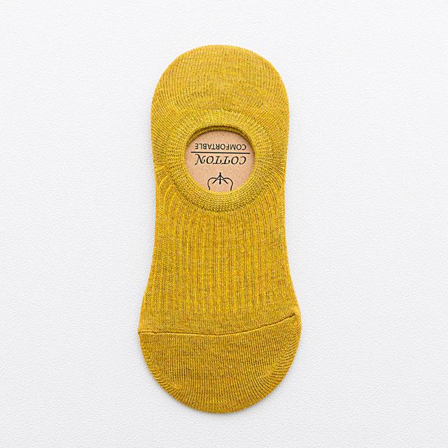 Zomer antislip onzichtbare no show sokken effen snoepkleur gekamd katoen japanse vrouwelijke casual bootsokken: Geel