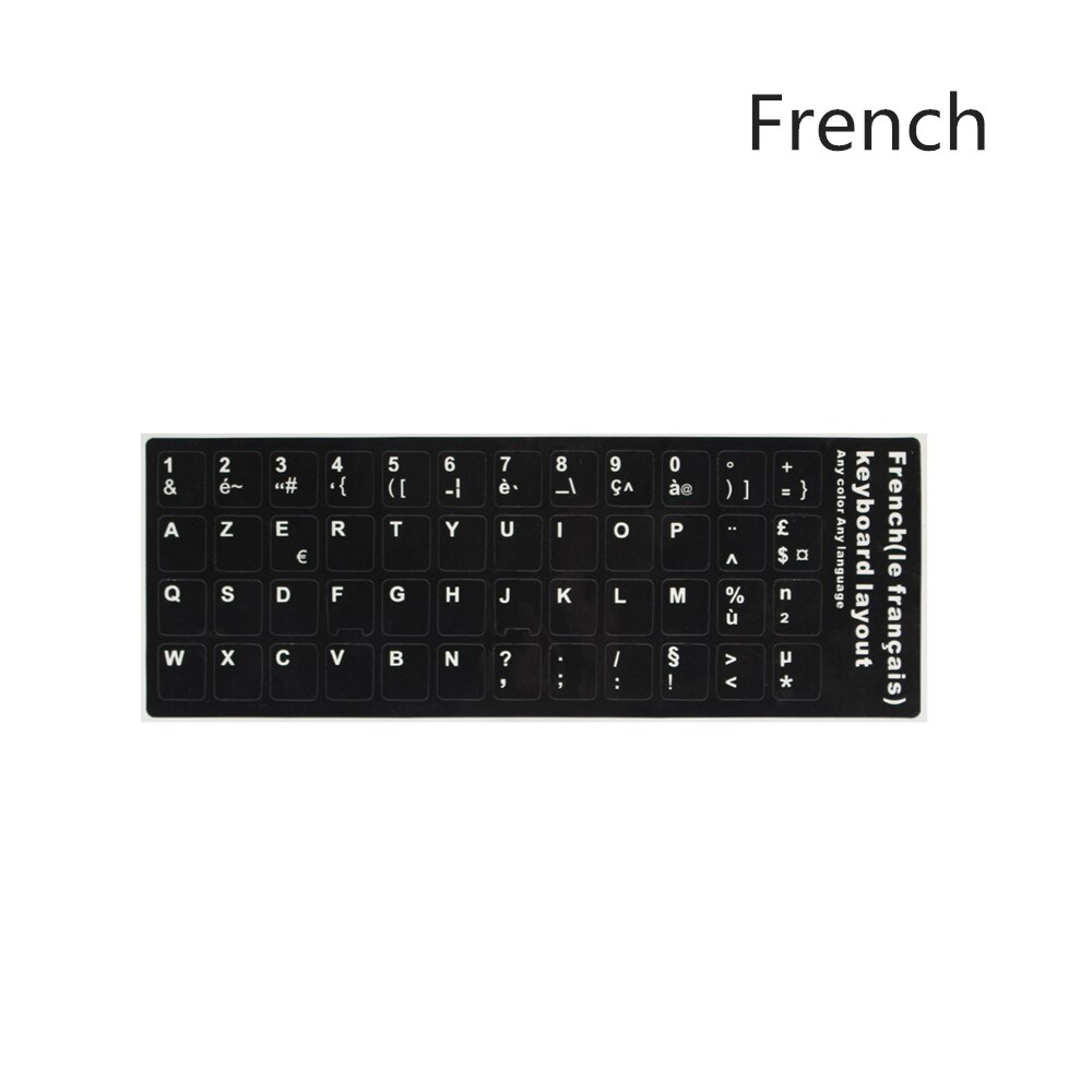 Pegatinas impermeables para teclado de ruso, español, alemán, hebreo, inglés francés, Letra de alfabeto, pegatina de en varios idiomas:  French
