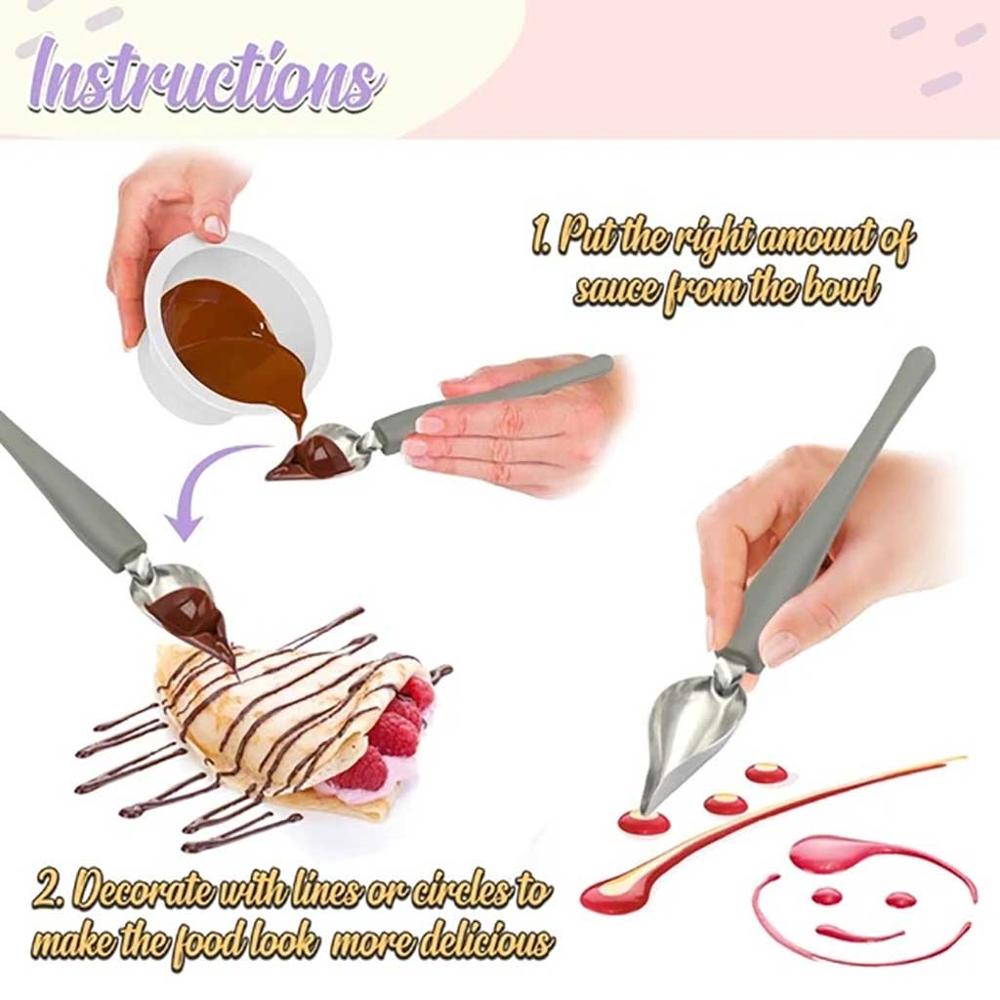 ChefValon-lápiz de cocina portátil para pintar salsa, de dibujo para decoración de postres, lápiz