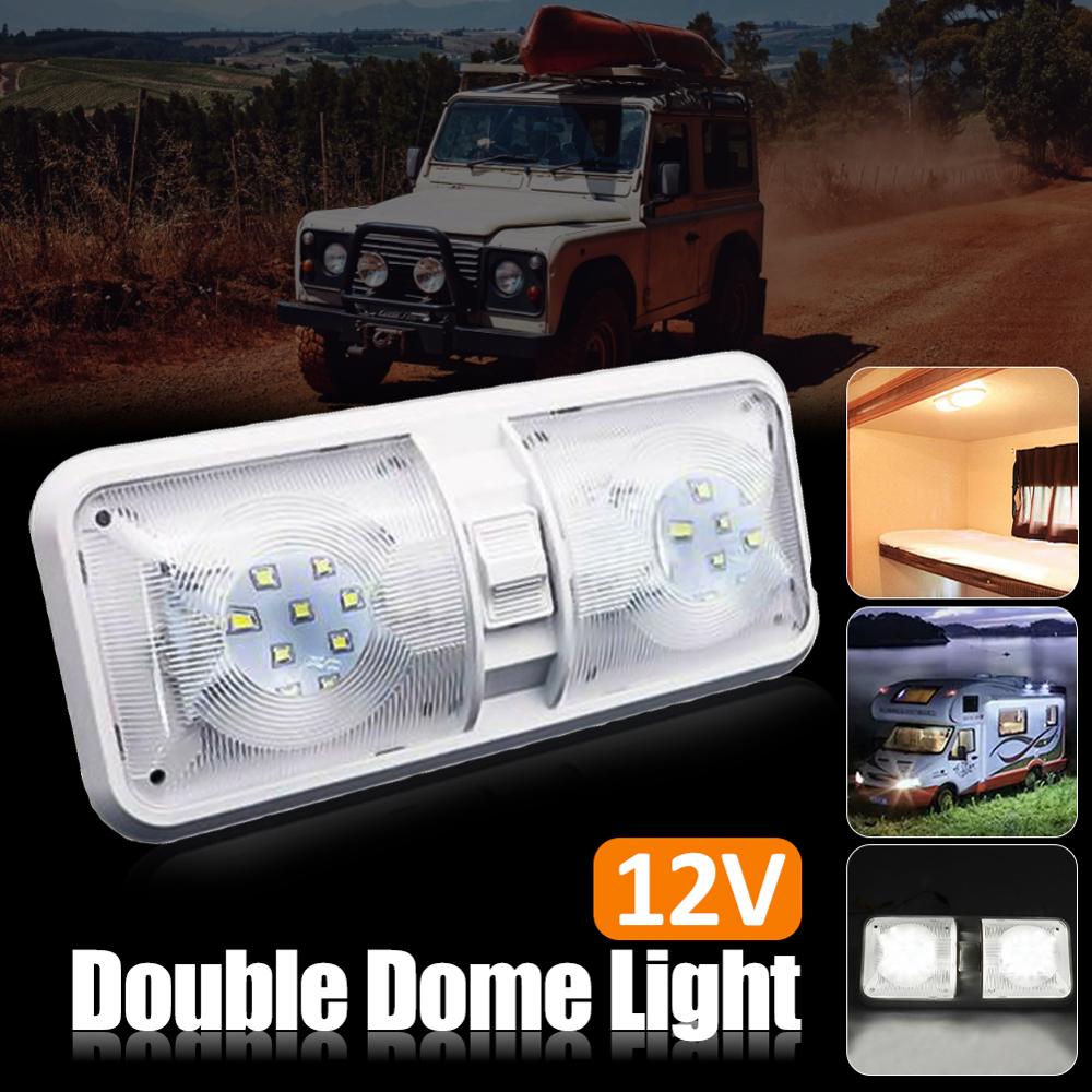 RV LED 12V Ceiling Fixture Camper Trailer Marine Double Dome Light 48 LEDs: 1 Pcs