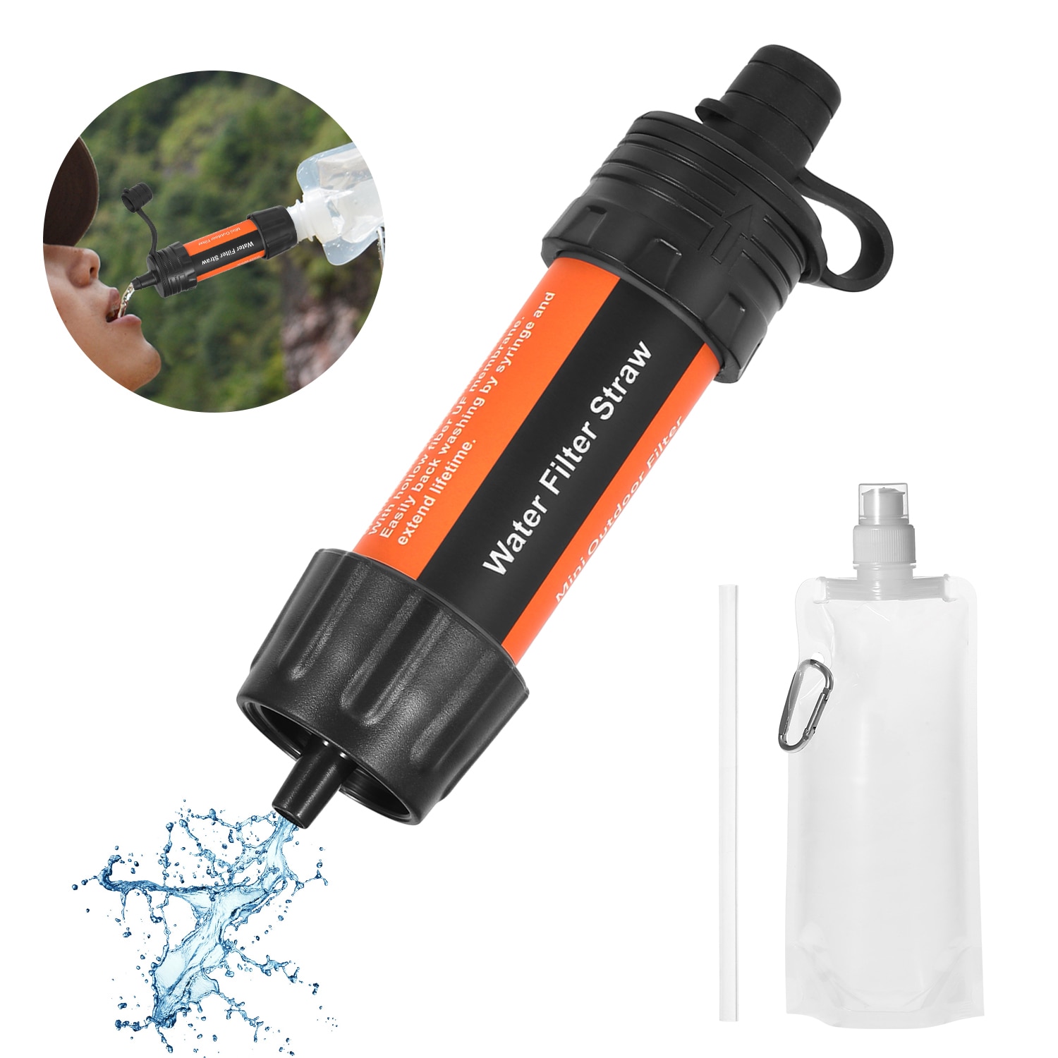 Outdoor Water Filter Stro Water Filtratie-systeem Waterzuiveraar Voor Noodsituaties Camping Reizen Backpacken