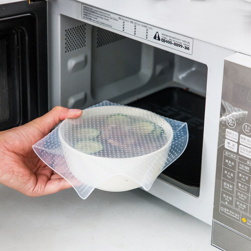 Hometre kjøkken 3pc gjennomsiktig organisk silikon vakuum stretch cap mat fryse fersk multifunksjon gjenbrukbar fersk oppbevaring  h273