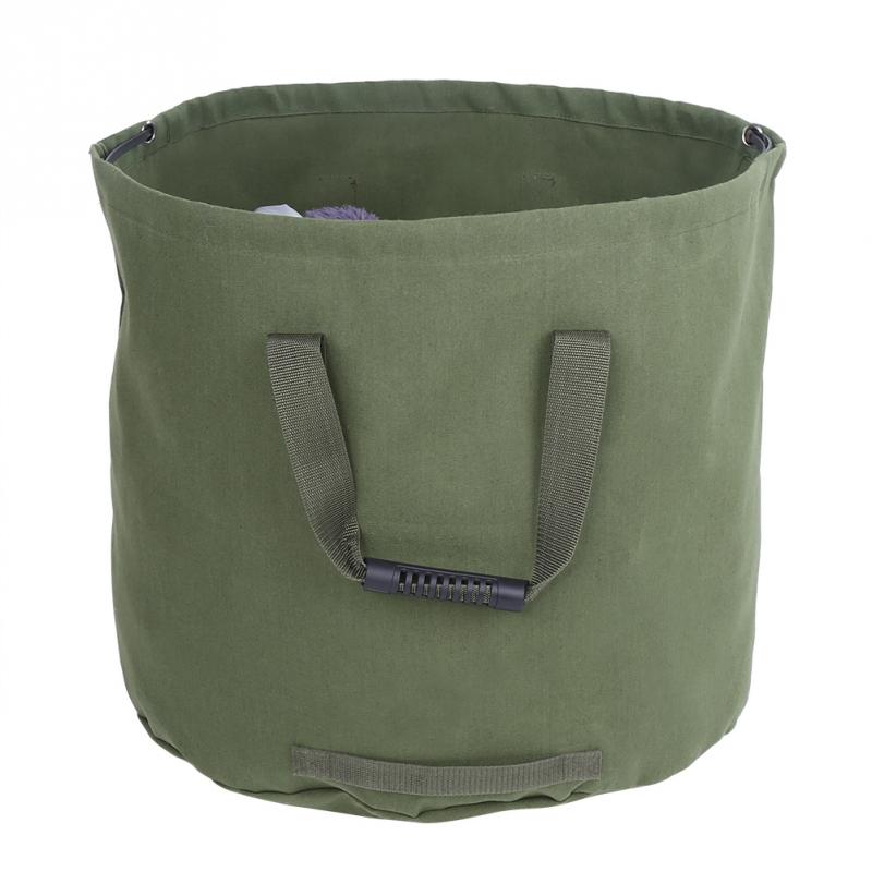Portable Waterproof Reusable Canvas Garden Lawn Leaf Trash Waste Bag Container Storage Tote