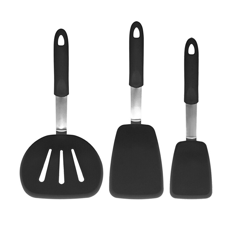 2 Pcs Silicone Turners Spatula Set Pancake Flippers Non Stick Rubber Kitchen Utensil for Cooking Fish Steak Eggs