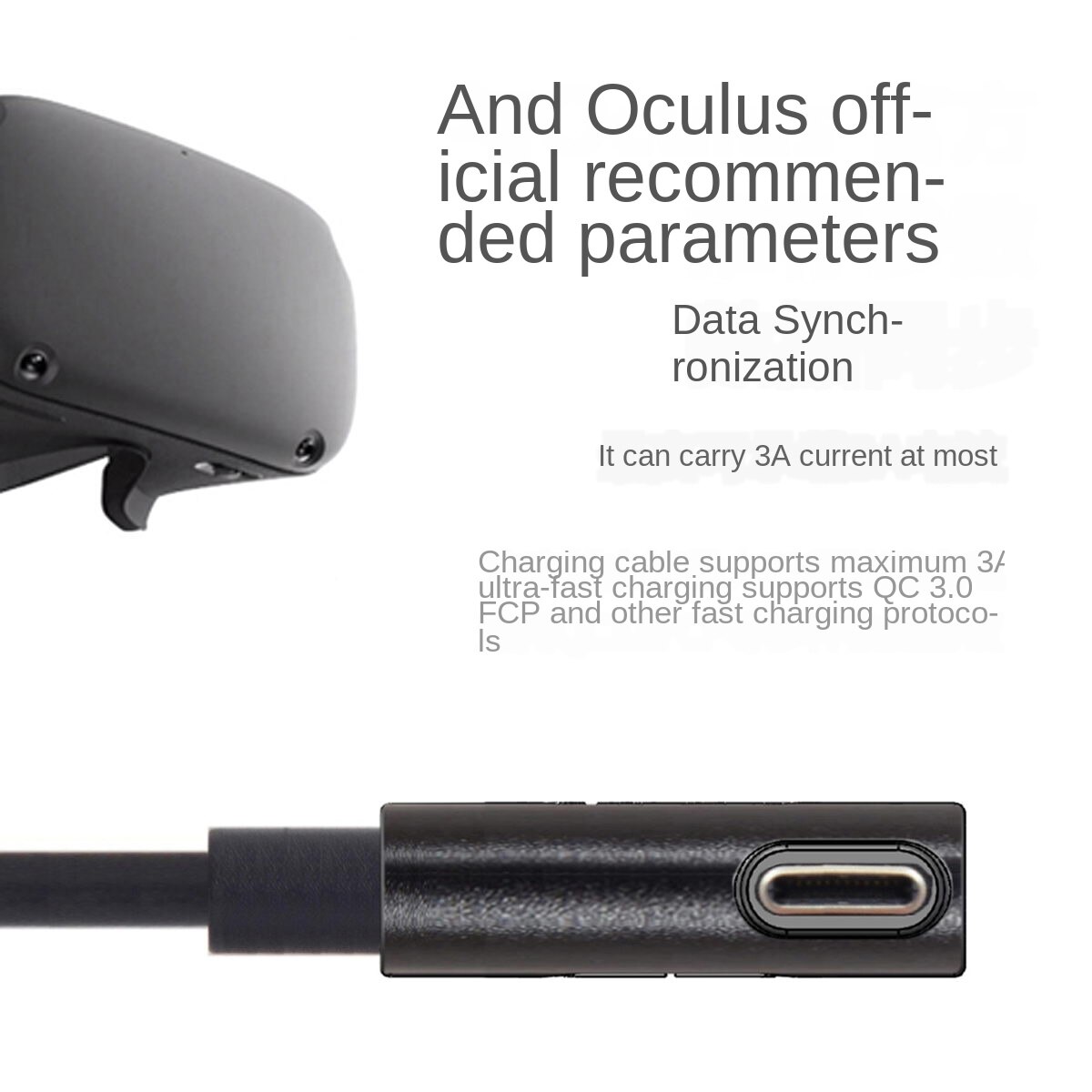 Cable para auriculares de realidad Virtual Oculus Quest 2 y Quest Link, transferencia de datos de alta velocidad, Cable USB C 3,2 Gen1 a PC para juegos