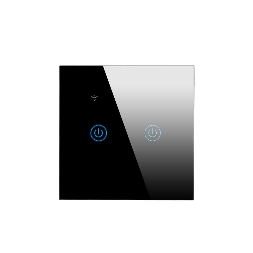 WIFI Switch Apple Homekit Smart Home Control 1 Gang 2 Gang 1 Way 220V EU Wall Switch Timmer 10A 2.4GHz: 2 Gang Black