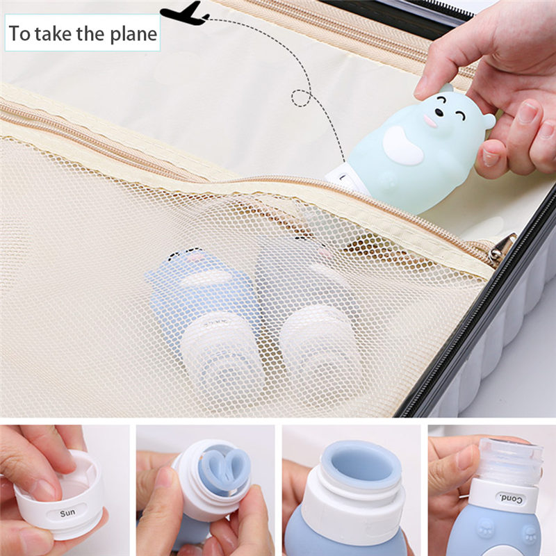 3/1pcs portable Outdoor travel set bottle squeeze cartoon animal modeling bottle Silicone little empty bottl Multi-purpose