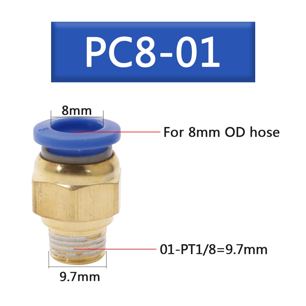50Pcs Pneumatic Fitting Tube Connector Fittings Air Quick Water Pipe Push In Hose Quick Couping PC4-01 PC6-02 PC8-02: 50Pcs-PC8-01