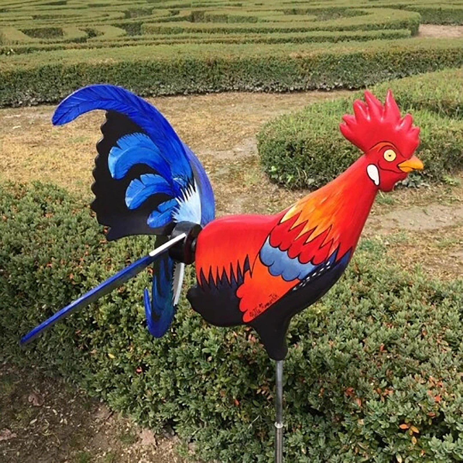 4# Rooster Windmill Garden Courtyard Farm Decor Waterproof Yard Statue Vivid Sculpture Handmade Garden Decoration Jardinage