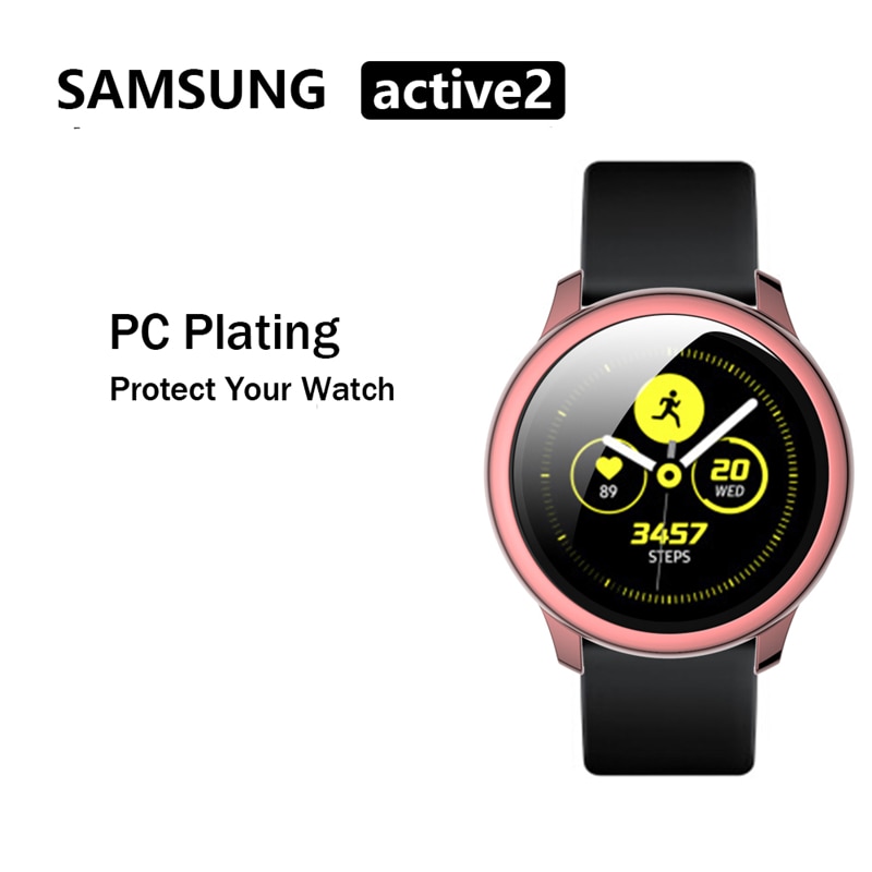 Pc plating + beschermhoes gehard glas voor samsung galaxy watch active 2 44/40mm bescherming active 2 44/40mm beschermhoes