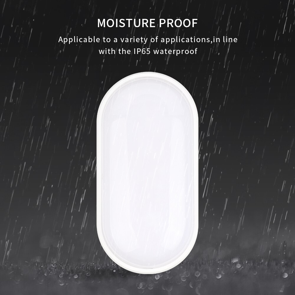 Ip65 16w 20w rund / oval ledet fuktsikker taklampe vanntett dårlig utendørs hage hage lampe moderne vegglampe lys
