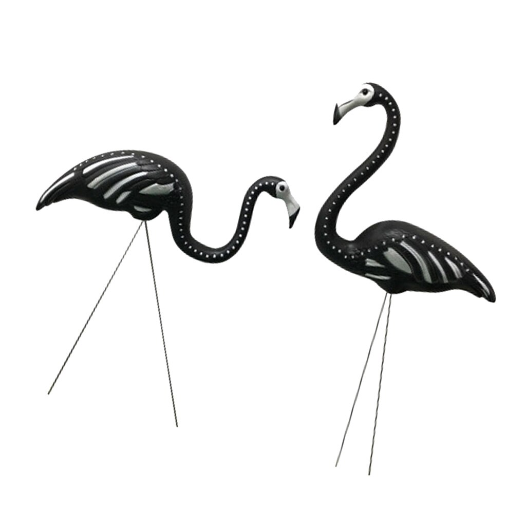 Sort skelet flamingoer græsplæne havefest dekorationer ornamenter  (1- pakke  of 2)