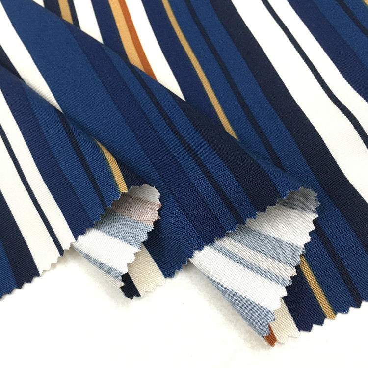 Tela estampada de rayón oblicuo fino de un solo lado para mujer, tejido con rayas de Color, ropa de , 30 hilos