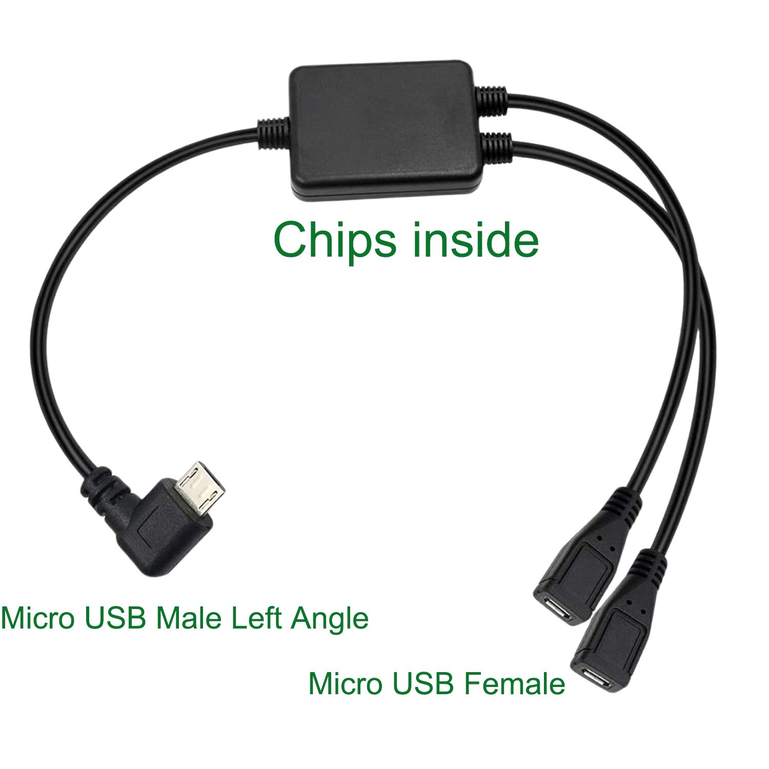 Micro Usb 5 Pin Male Naar 2Female Y Splitter Kabel Links Hoek Charger Opladen Gegevens Cord 2 In 1 adapter Midden 30Cm
