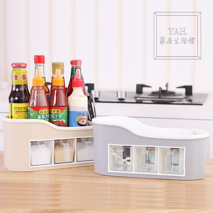 Kitchen Supplies Multi Functional Seasoning Box Shelf Seasoning Can Set Bottle Plastic Storage Box