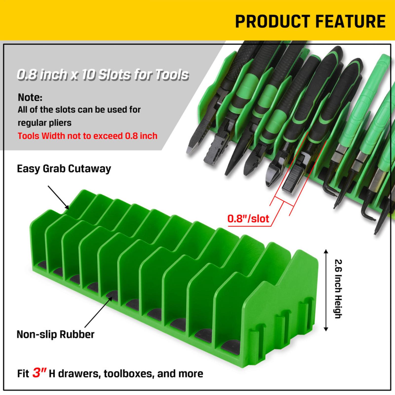 Práctico estante organizador de alicates que contiene hasta diez alicates, cajón, caja de herramientas, alicates resistentes, organizador de herramientas, estante de almacenamiento que ahorra espacio