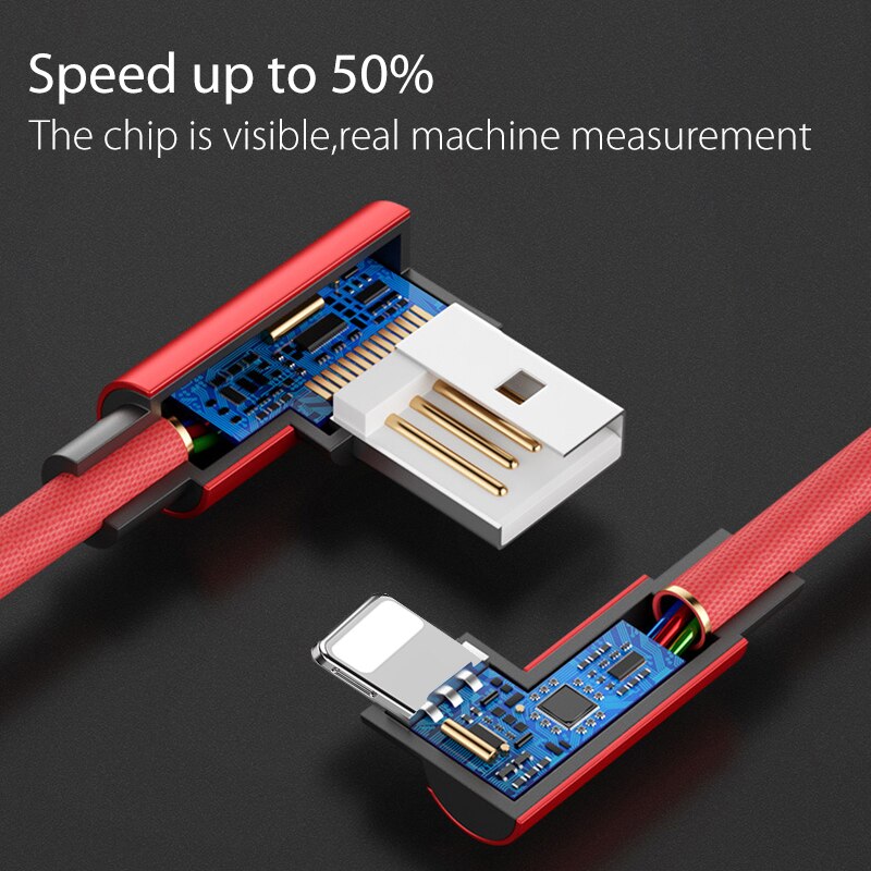 Rock 90 Graden Snel Opladen Usb Kabel Voor Iphone 12 6 6S 7 8 X Xs 11 Pro Max 5 5S Se Ipad Oorsprong Koord Draad Iphon Lader Kabel 2M