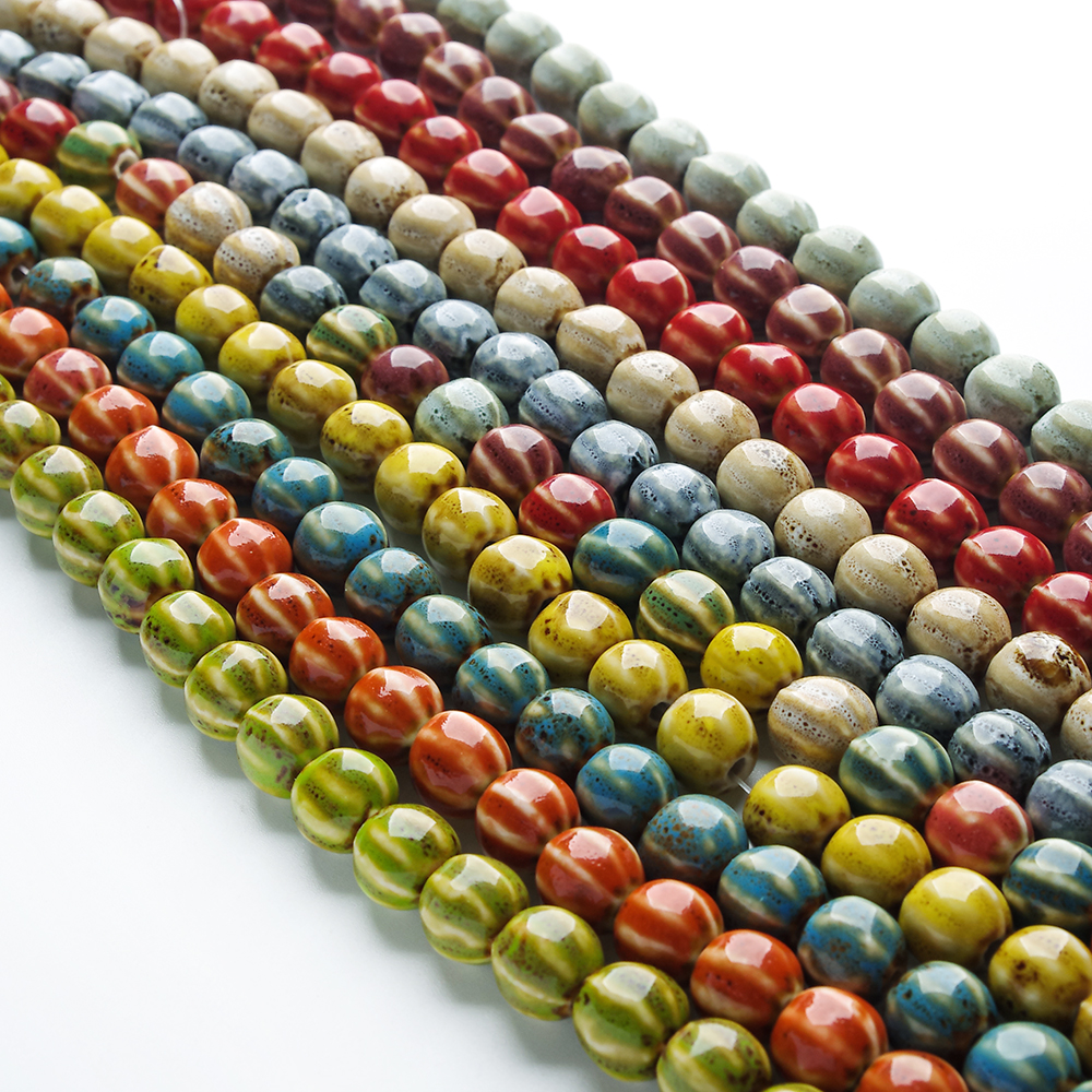 1 hebra 28 Uds. Cuentas redondas de cerámica de 1,1 cm porcelana hecha a mano DIY para la fabricación de joyas fabricación de cuentas de porcelana esmaltada