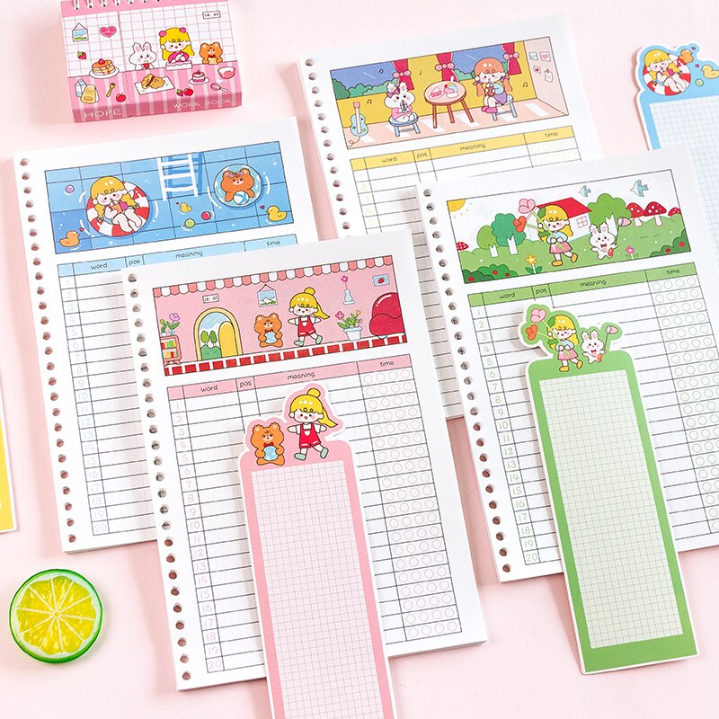 Yisuremia Kawaii B5 Losbladige Hervulbare Woordenschat Woord Boek Engels Geheugen Studie Notebook School Briefpapier