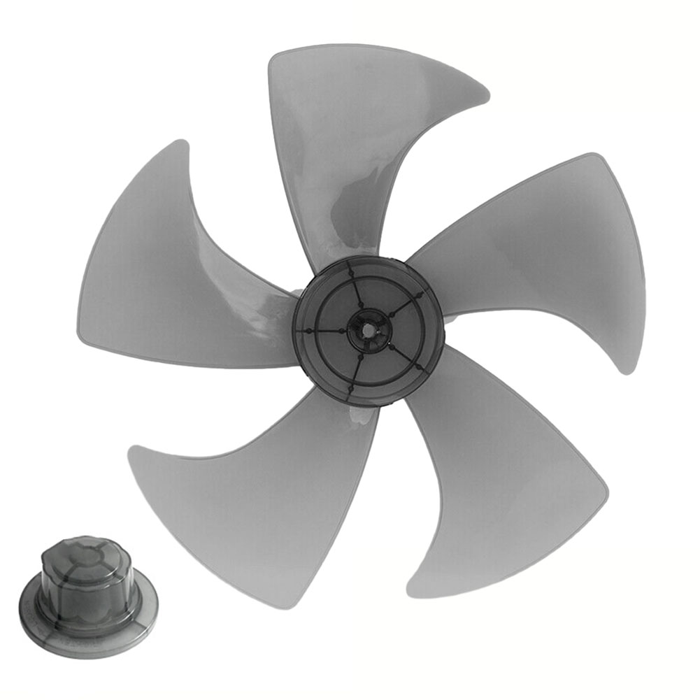 Replacement 14 Inch Plastic Fan Blade Five Leaves with Nut Cover for Pedestal Fans Low Noise and Temperature Resistant: black