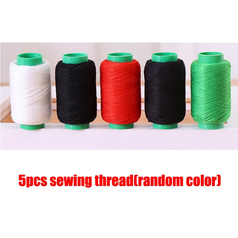 1Set Portable Mini Manual Sewing Machine Sewing Thread Scissors Simple Operation Sewing Tools Fabric Handy Needlework Tool DDJ: 5pcs thread