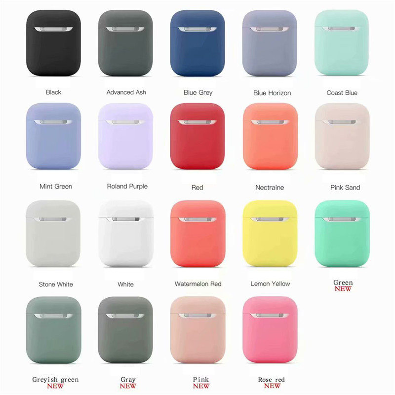 Kjoew Del Silicone di Colore Solido Per AirPods Della Copertura di Caso Per Apple Auricolare Senza Fili Custodia protettiva Auricolare Auricolare Protettiva Caso