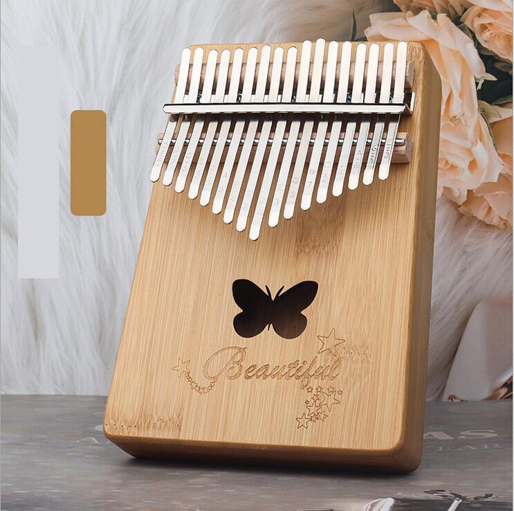 Kalimba Thumb Piano 17 Keys with Bamboo wood Portable Mbira Finger Piano for Kids and piano Beginners: butterfly picture