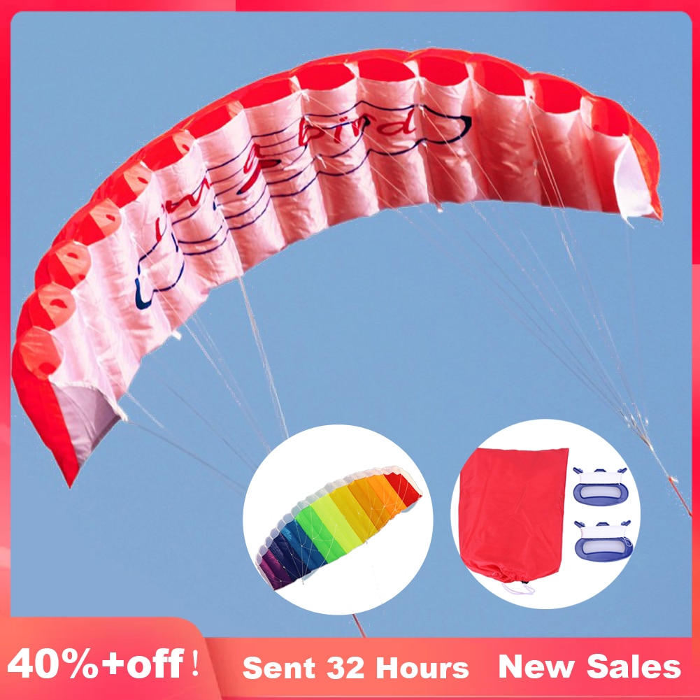 Parachute en arc-en-ciel pour plein air, jouet amusant, double ligne Stunt parapente, cerf-volant de sport et de plage, pour enfant, plongée en ciel