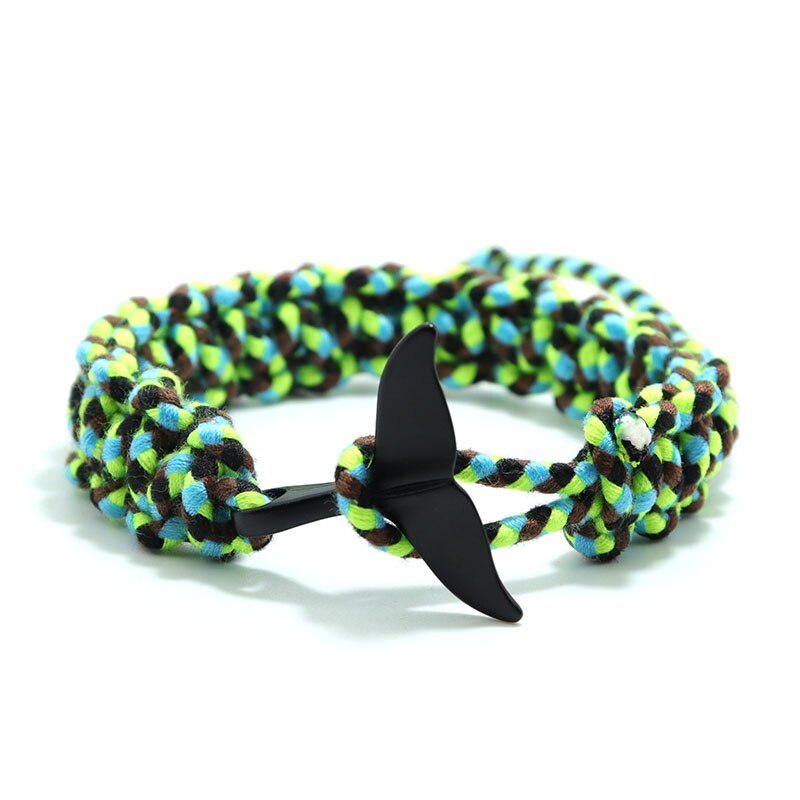 Pulsera trenzada hecha a mano para hombre, Brazalete de hilo 100% algodón, color verde y negro, con cola de gancho fácil, para él, Joias
