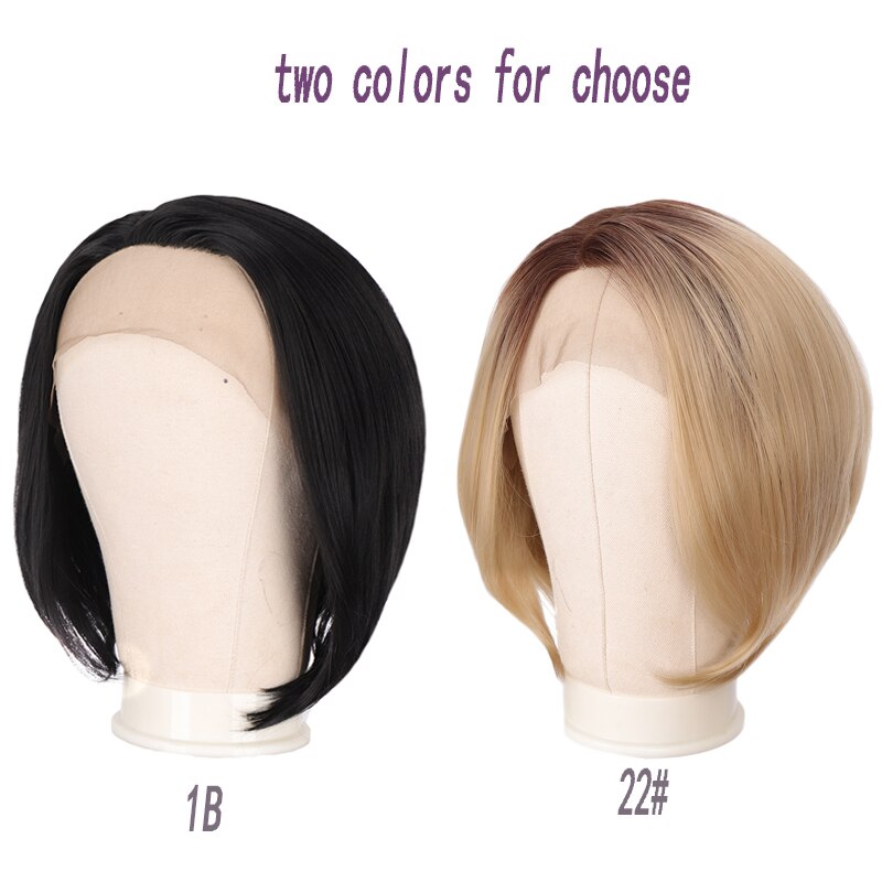 Aoosoo blonder foran syntetiske parykker omber 30/27 korte lige sidedele syntetiske dameparykker varmebestandige hele parykker 11 tommer
