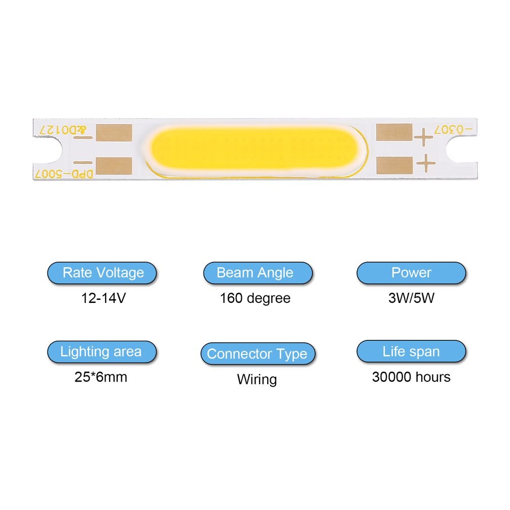 1 stücke 50x7mm 5W 9V LED Licht Streifen COB Modul Drei Lichter Farben Optional chip Bar DIY Kit