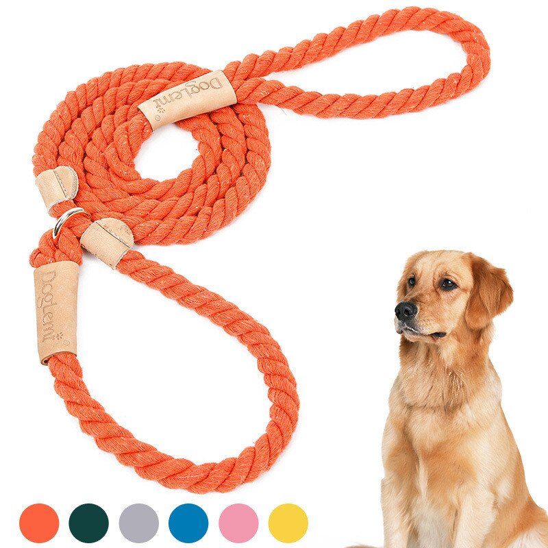 eins Hunde Runde Baumwolle Seil Leine Kragen Haustier Ausbildung Explosion-nachweisen Baumwolle Leine Seil Starke ziehen Hund Fuß Leine Mehrfarbig