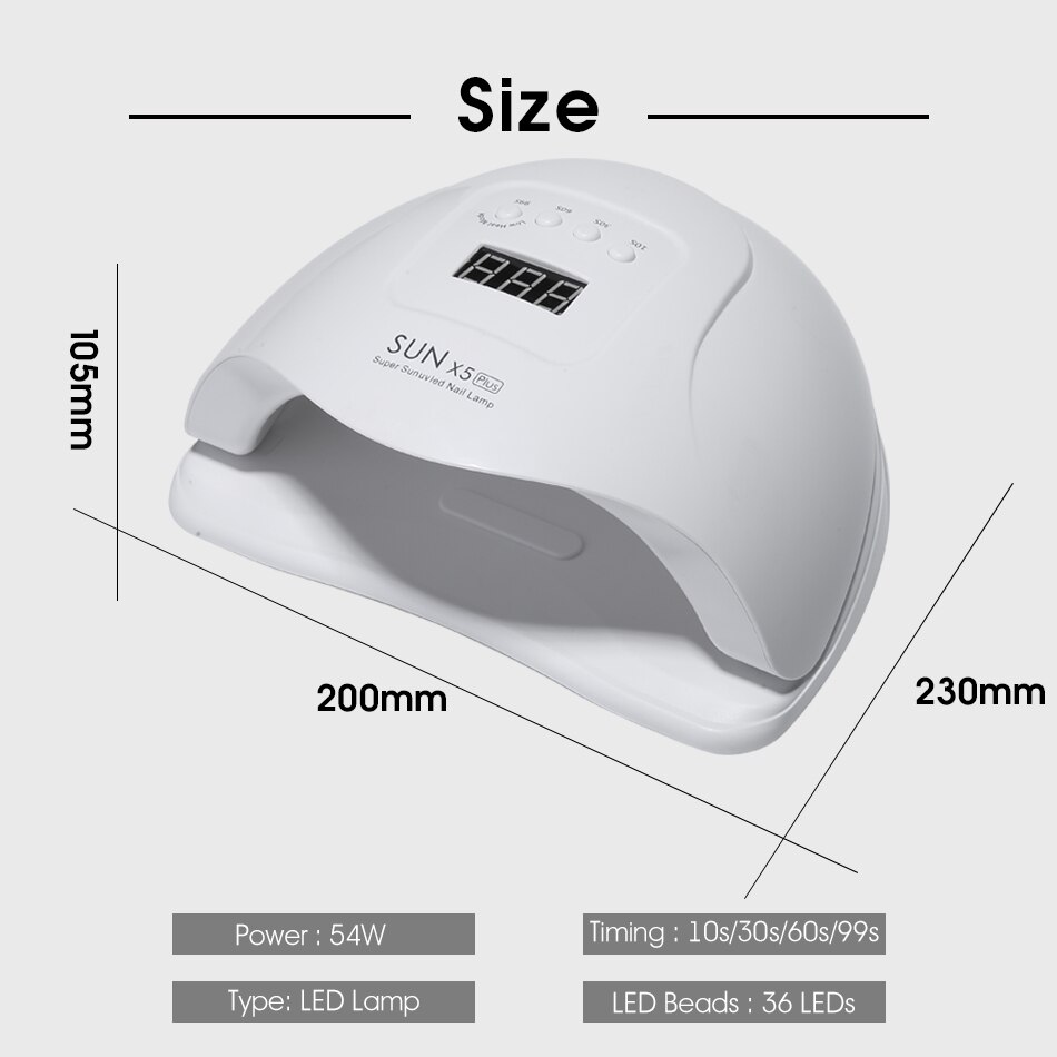 SUN X5 Plus-secador de uñas UV LED, lámpara de curado de esmalte de Gel de 80W con temporizador inferior, pantalla LCD, secado rápido, herramientas de manicura