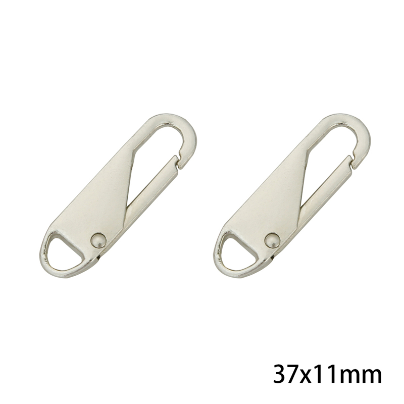 Kit de réparation de fermeture éclair en métal noir, 2 pièces, fermeture éclair éclair, extracteur pour curseur de fermeture éclair, bricolage, couture artisanale: 37x11mm Silver 01