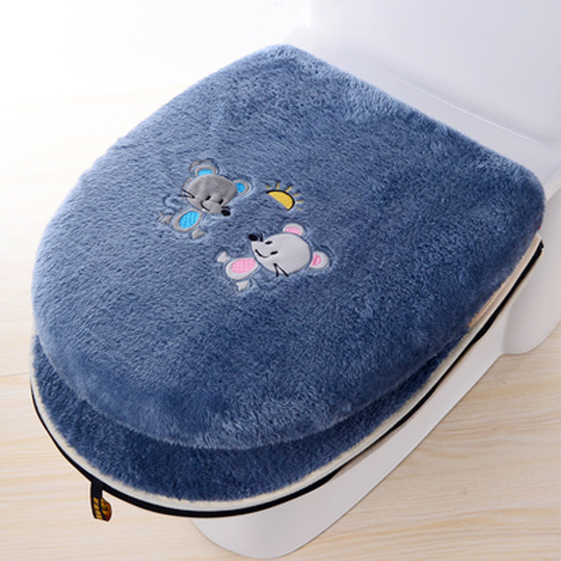 Siège de toilette en tissu doux, chauffant, pour salle de bain, couvercle lavable, coussin de couverture supérieur, fournitures de siège de toilette épaissi: A16