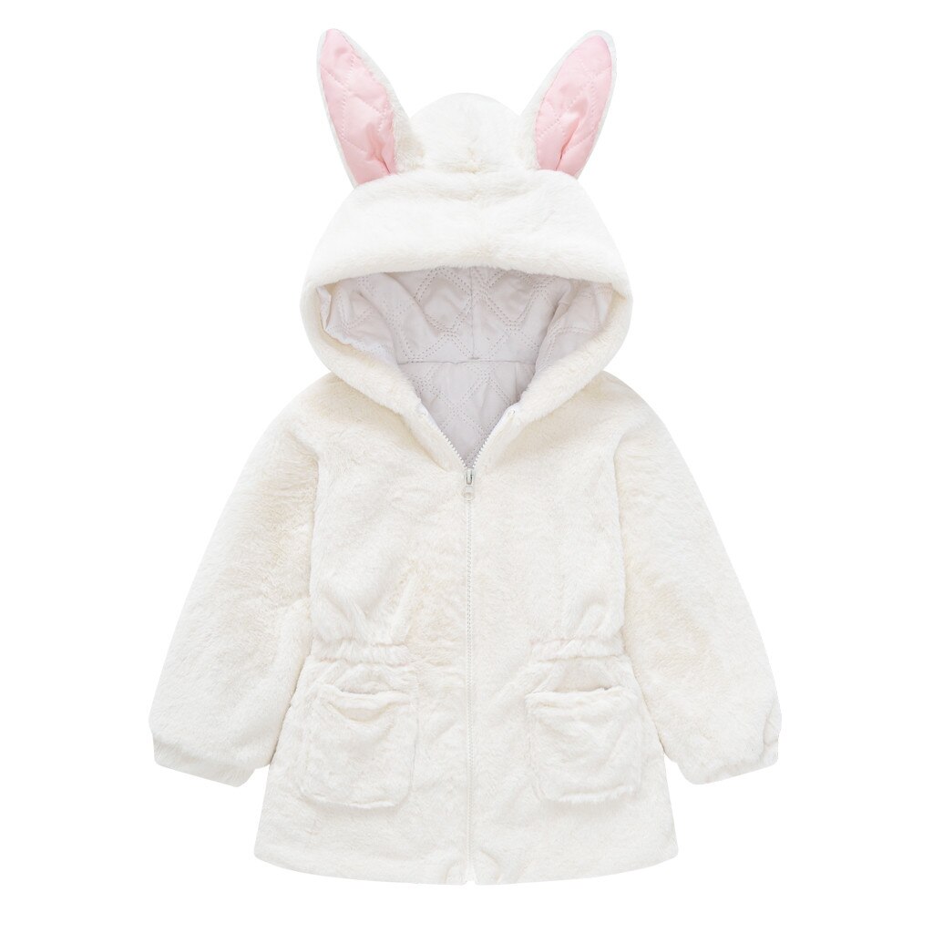 Peuter Kids Baby Gril Jongen Leuke Oor Rits Stevige Dikke Capuchon Jas Warm Uitloper: WH / 130