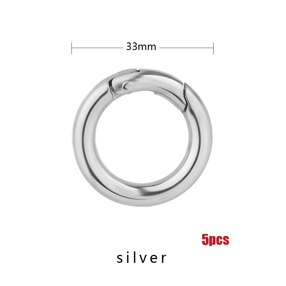 2 uds. De hebillas de aleación de Zinc para bolsos, hebillas redondas plateadas de resorte para puertas, Clips de mosquetón para bolsos, ganchos a presión, accesorios para bolsos: Silver 33mm