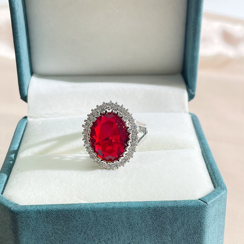 Cellacity Ruby Ring Voor Charm Lady Met Ovale Vorm Edelstenen Zilveren 925 Sieraden Wedding Party Maat 6-10