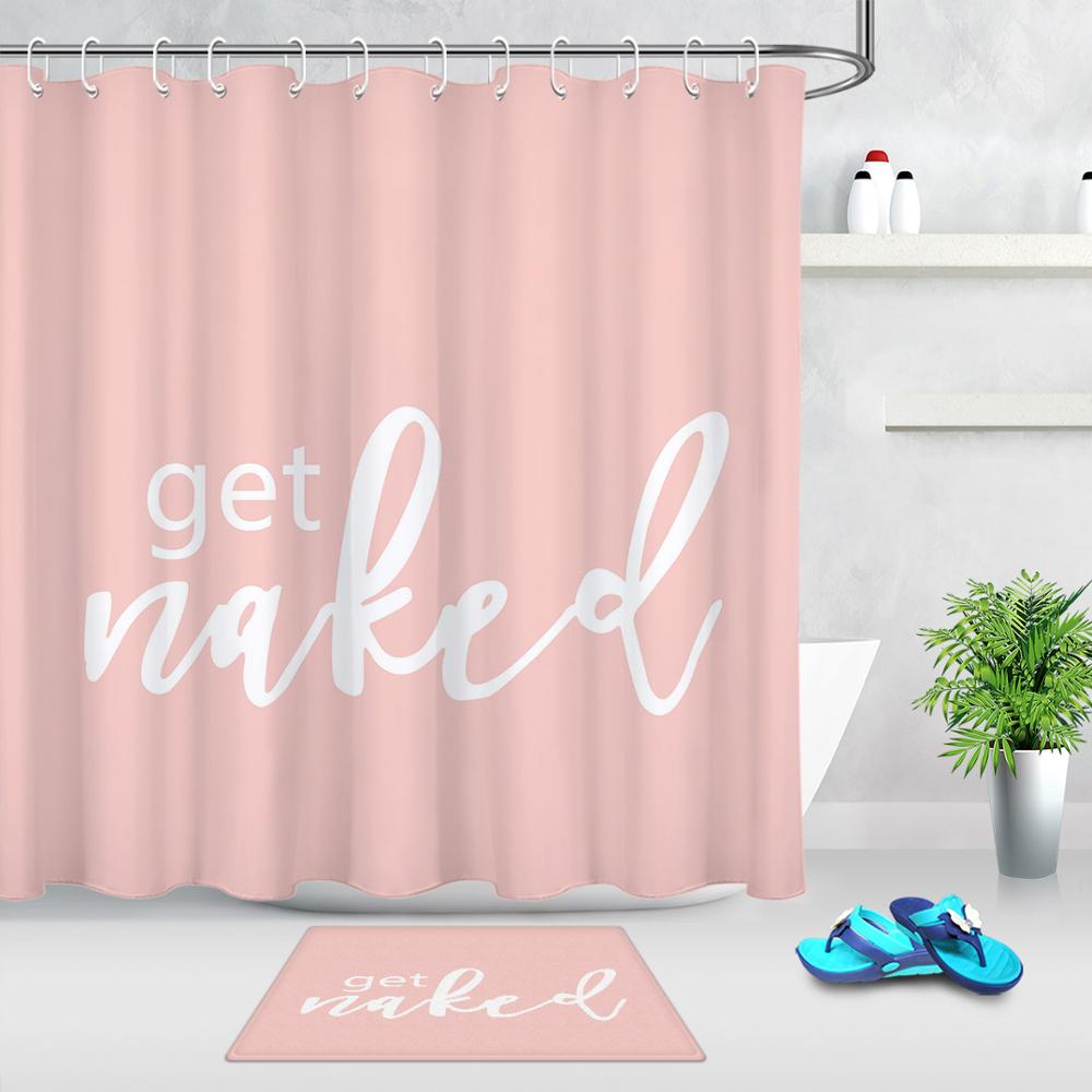 "Get Naked" Vulgair Tekst Persoonlijkheid Creativiteit Douchegordijn Badkamer Polyester Waterdichte Stof Bad Decoratie en Matten
