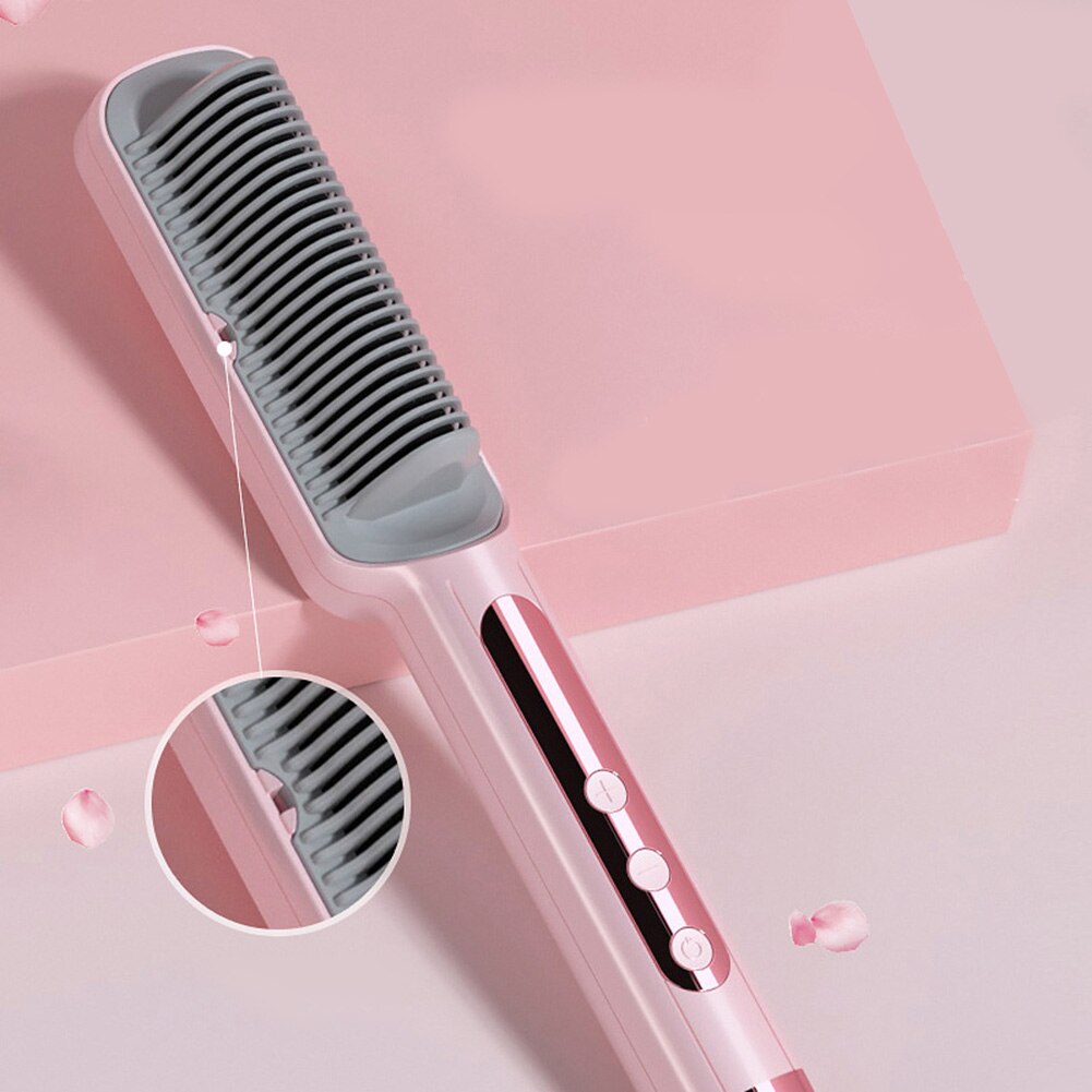 2 in 1 Electric Air Comb Hair Straightener Brush Ceramic Hair Curler Heated Electric Smart Brush Styling Tools