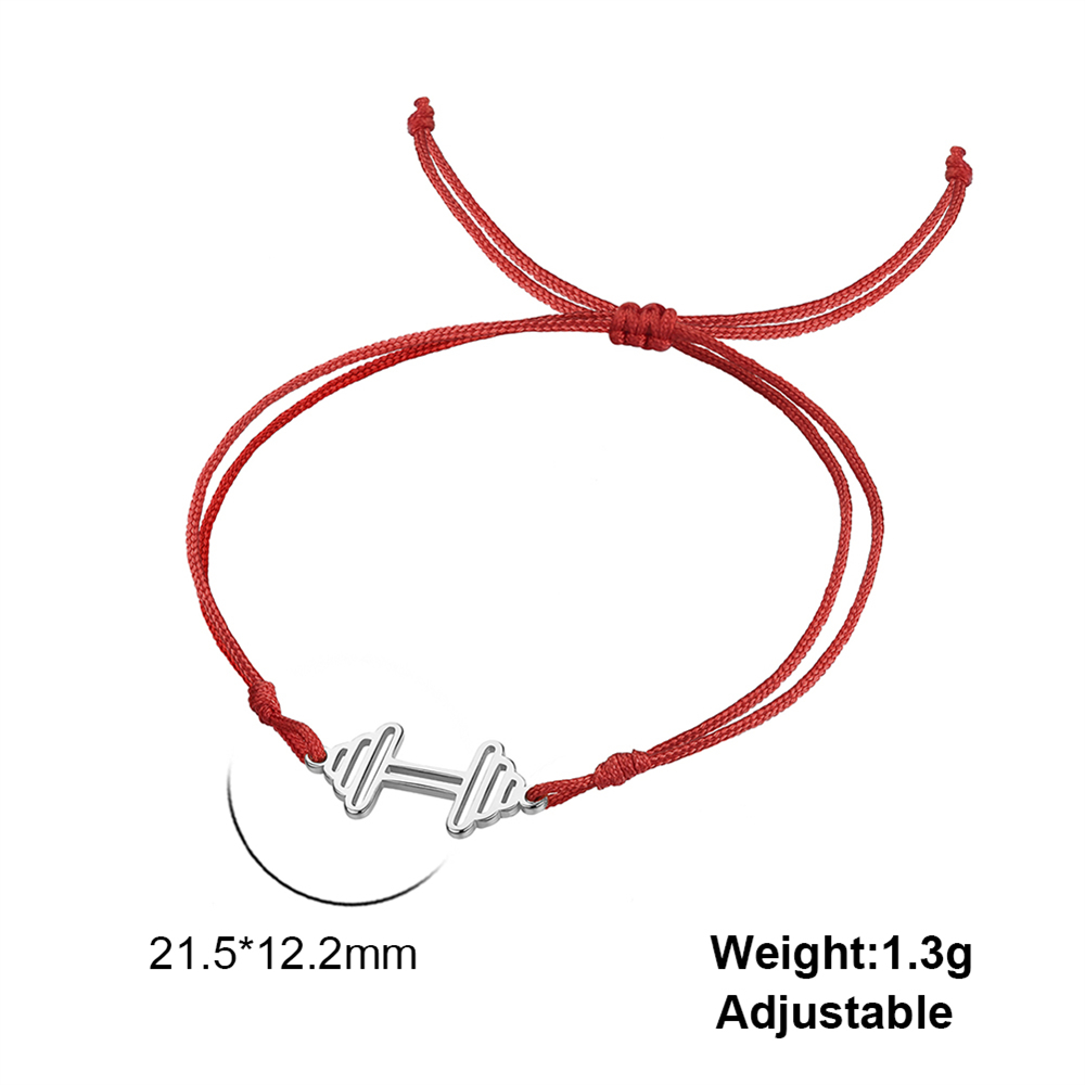 Cazador Esercizio sport battito cardiaco Bracciale con ciondolo con manubri per donna Gioielli in acciaio inossidabile 2025 Bracciale a catena con scatola a portata di mano: Rhodium placcato